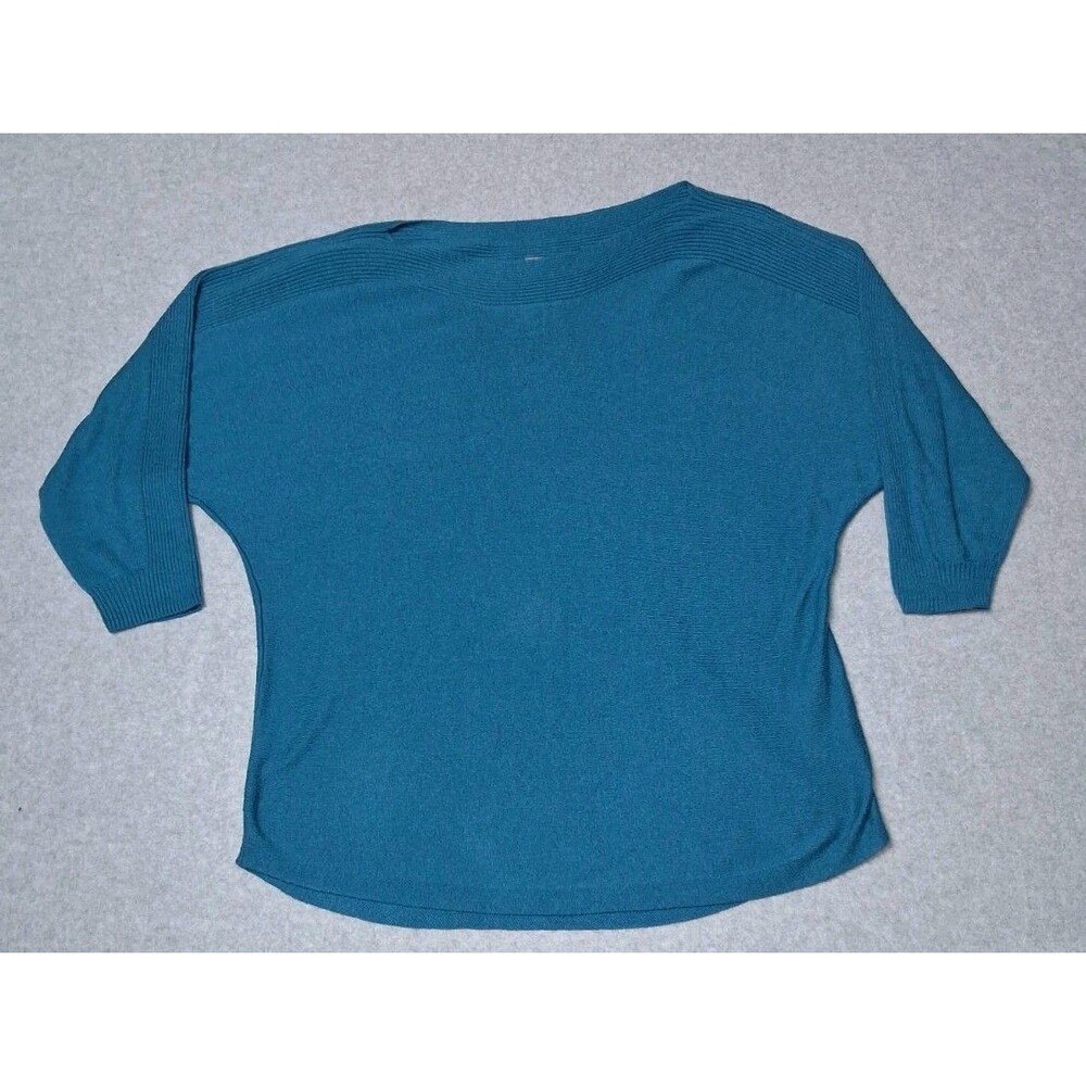 Chicos Cashmere Blend Dolman Sleeve Boat Neck Sweater Womens Size 2 Peacock Blue